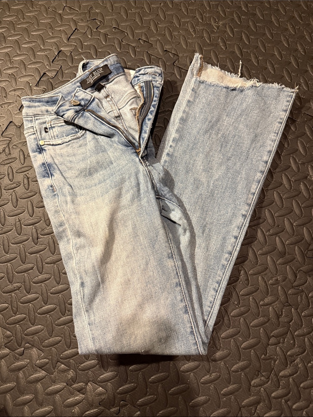 Judy Blue Pale Blue Raw Hem Straight Jeans